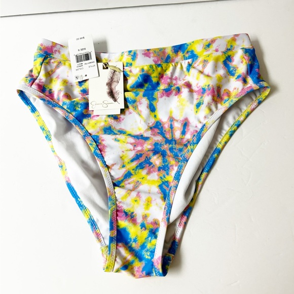 NWT Jessica Simpson Tie Dye High Waist Spritz Bikini Bottom Small - Picture 1 of 5